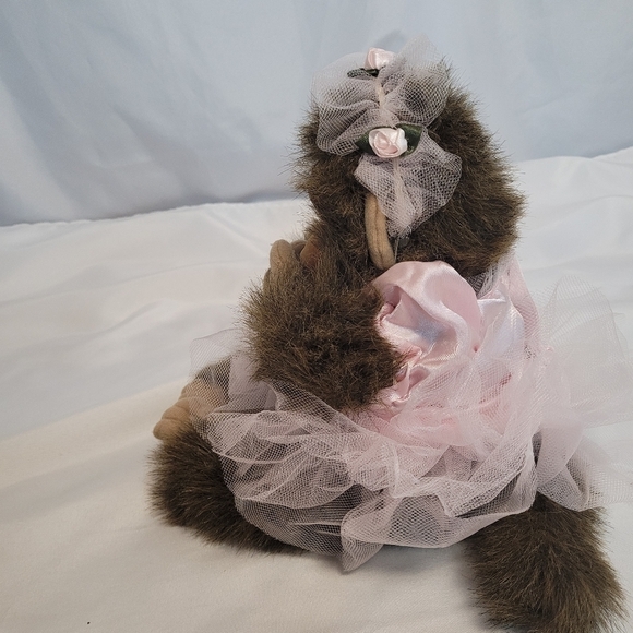 Hosung Vintage 1994 Monkey Chimp Hand Puppet Pink Tutu 10" - Picture 6 of 14